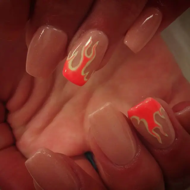 Flames Nail art done by me in
