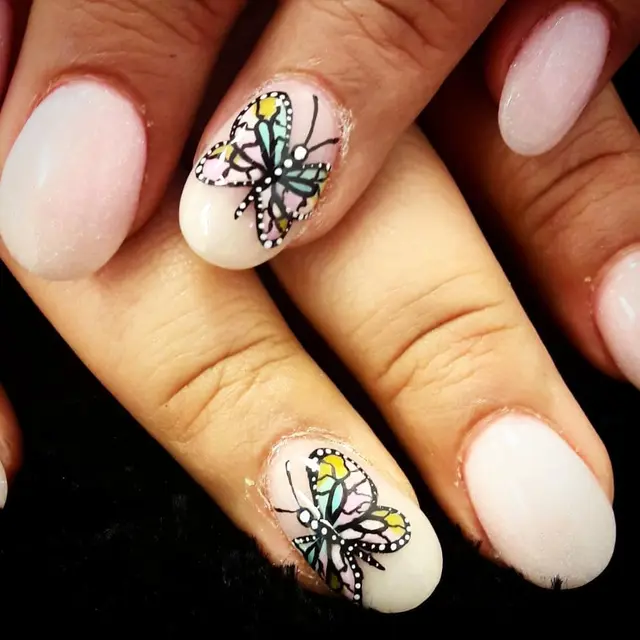 Final Butterfly You can send me a pm or book in The price is: Simple nail art -> 5$ the nail or 30$ 10 nails Complex…