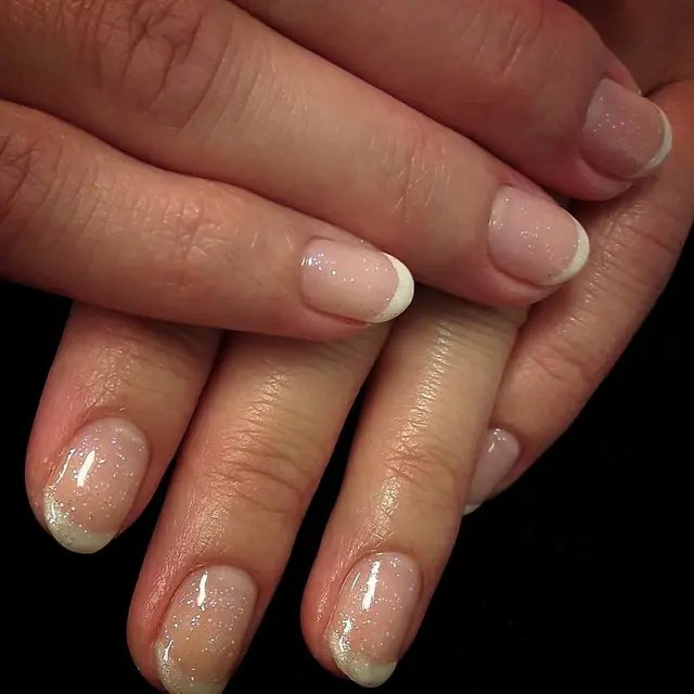 Sparkly and natural french Done in by me