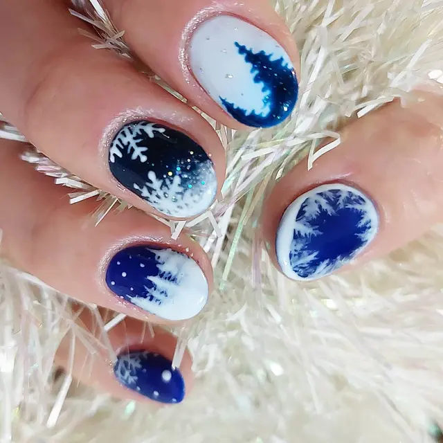 Vacances à la neige Un nail art qui donne envie d'avoir de la neige.