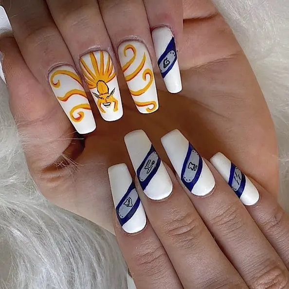 Naruto theme So happy to have done a big nail art like this, I haven't done this kind of design for a long time.