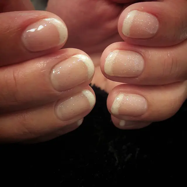 Sparkly and natural french Done in by me